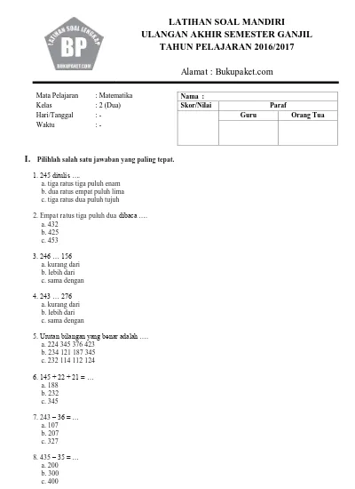 Detail Contoh Soal Matematika Kelas 2 Sd Nomer 12