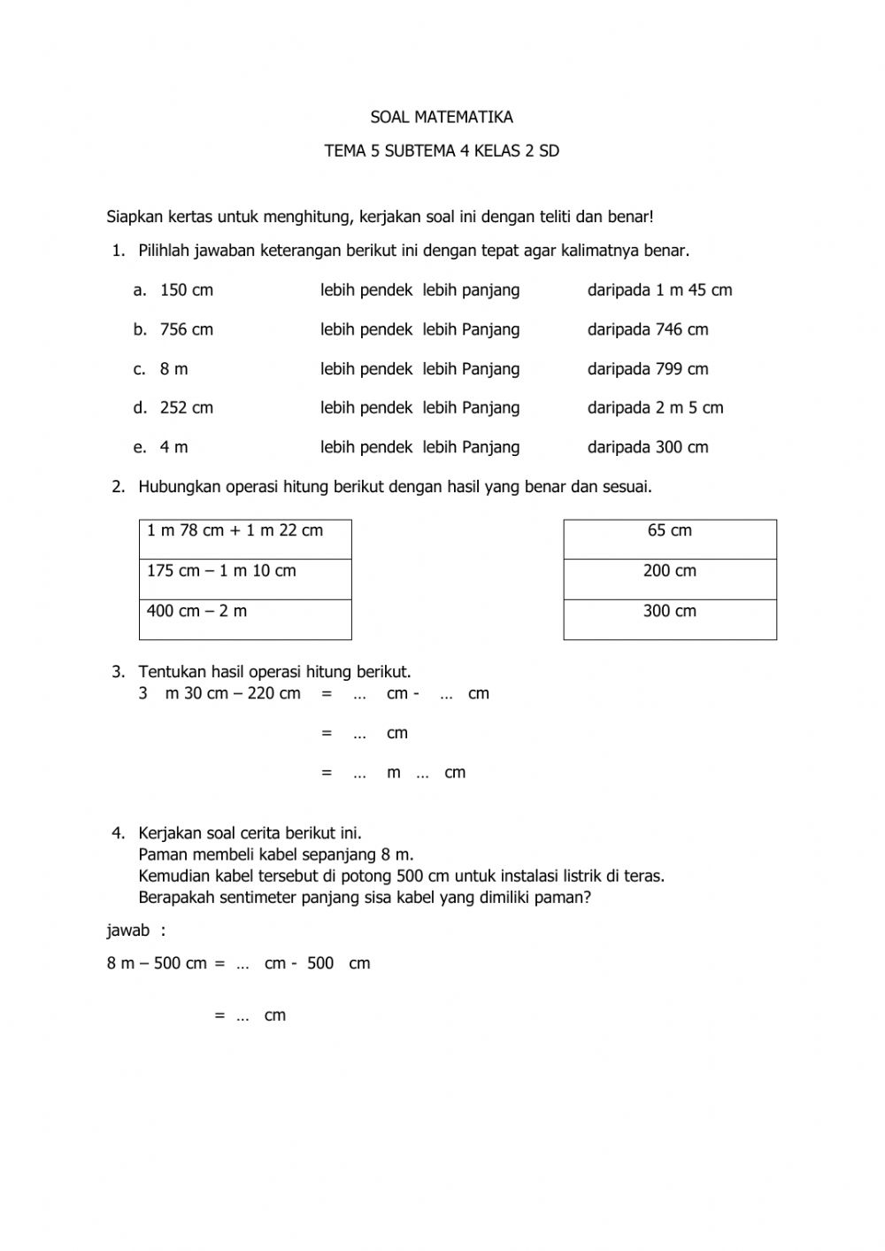 Detail Contoh Soal Matematika Kelas 2 Sd Nomer 22