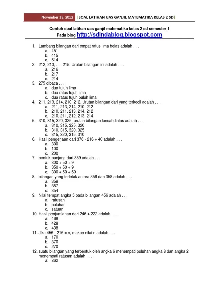 Detail Contoh Soal Matematika Kelas 2 Sd Nomer 46