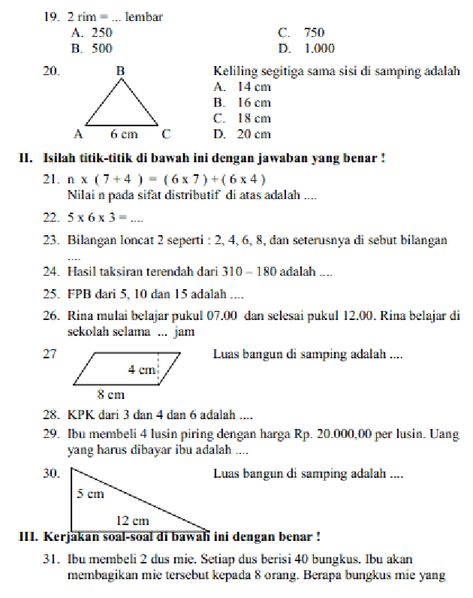 Detail Contoh Soal Matematika Kelas 4 Semester 1 Nomer 23