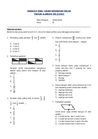 Detail Contoh Soal Matematika Kelas 4 Semester 2 Nomer 49