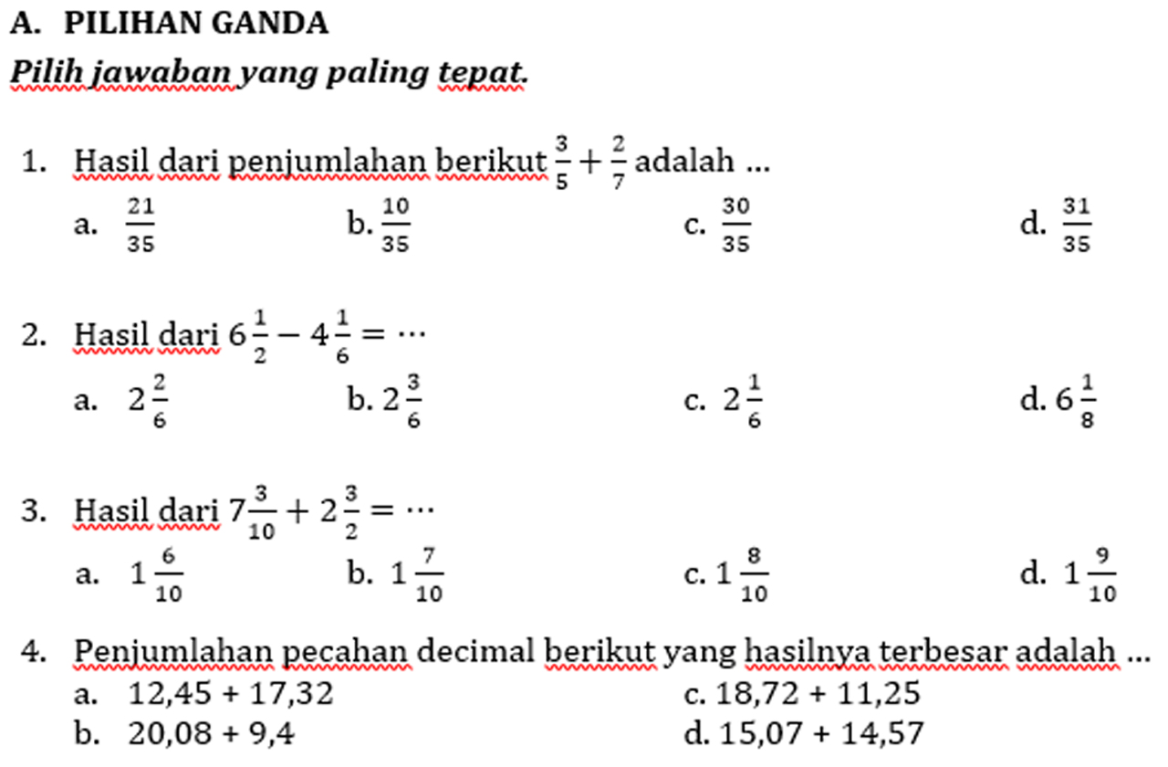 Detail Contoh Soal Matematika Kelas 5 Nomer 5