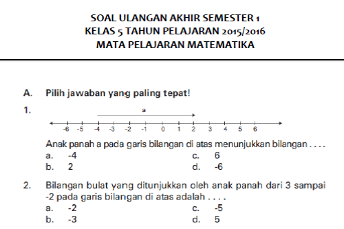 Detail Contoh Soal Matematika Kelas 5 Semester 1 Nomer 16