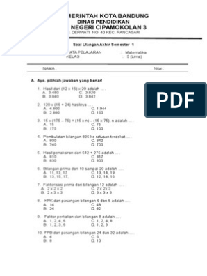 Detail Contoh Soal Matematika Kelas 5 Semester 1 Nomer 27