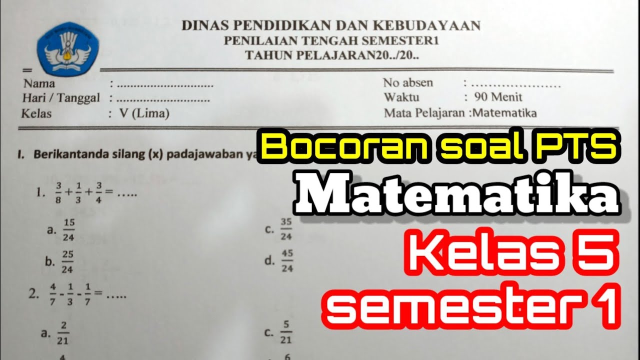 Detail Contoh Soal Matematika Kelas 5 Semester 1 Nomer 8