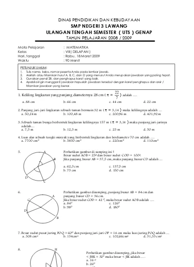 Detail Contoh Soal Matematika Kelas 8 Nomer 19