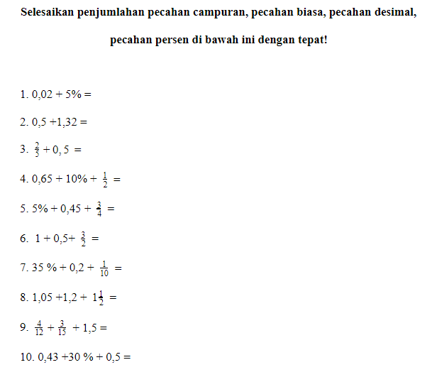 Detail Contoh Soal Matematika Pecahan Desimal Nomer 15