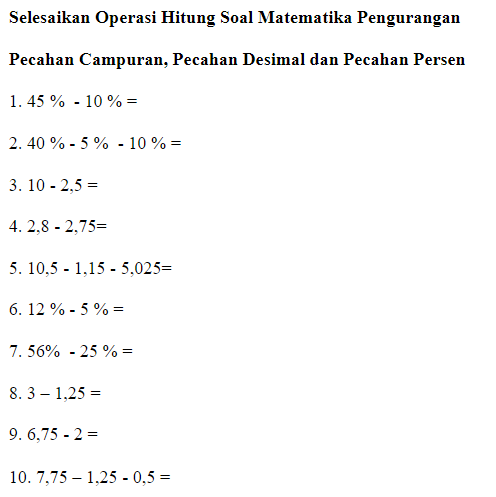 Detail Contoh Soal Matematika Pecahan Desimal Nomer 27