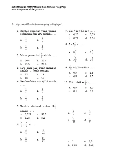 Detail Contoh Soal Matematika Pecahan Desimal Nomer 43