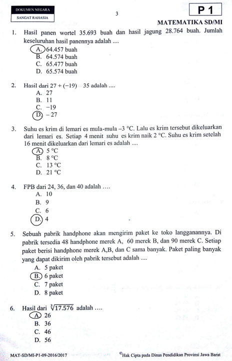 Detail Contoh Soal Matematika Sd Nomer 17