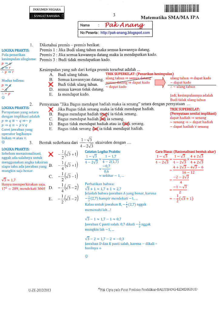 Detail Contoh Soal Matematika Sma Nomer 44