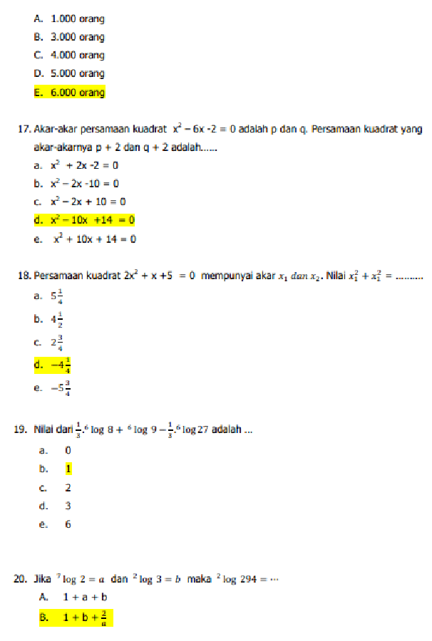 Detail Contoh Soal Matematika Smk Nomer 20