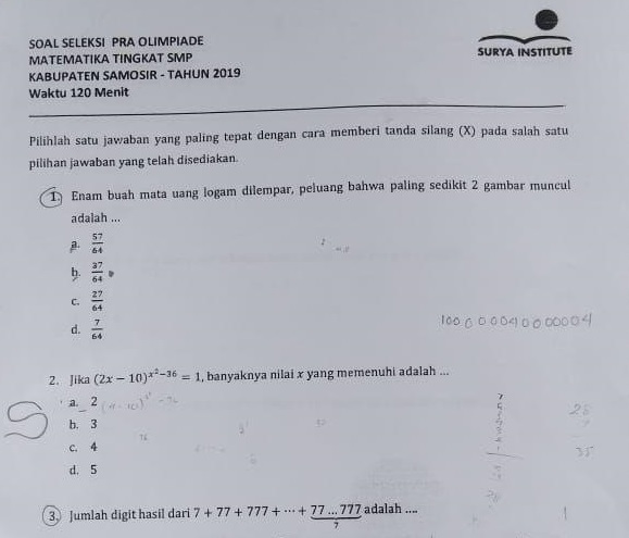 Detail Contoh Soal Matematika Smp Nomer 27