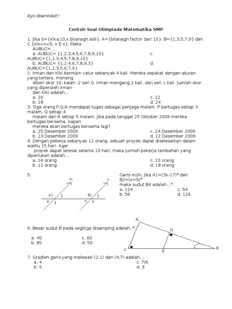 Detail Contoh Soal Matematika Smp Nomer 36