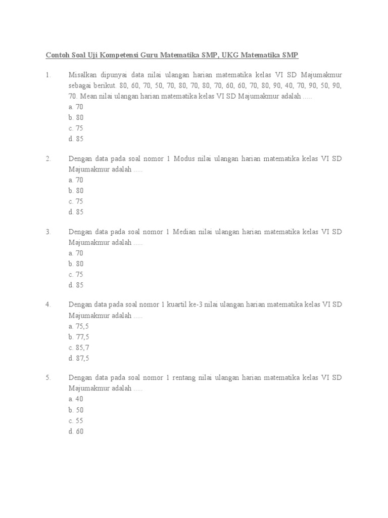 Detail Contoh Soal Matematika Smp Nomer 57