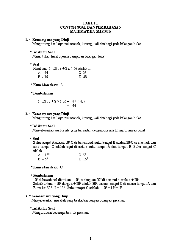 Detail Contoh Soal Matematika Smp Nomer 9
