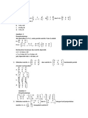 Detail Contoh Soal Matriks Nomer 27