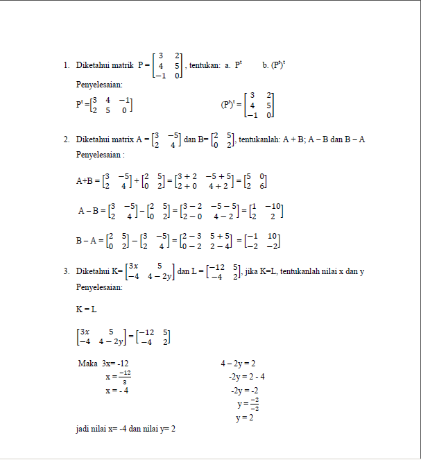 Detail Contoh Soal Matriks Nomer 47