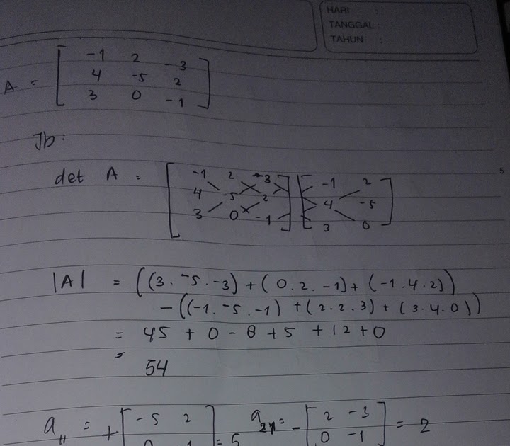 Detail Contoh Soal Matriks Ordo 3x3 Nomer 46