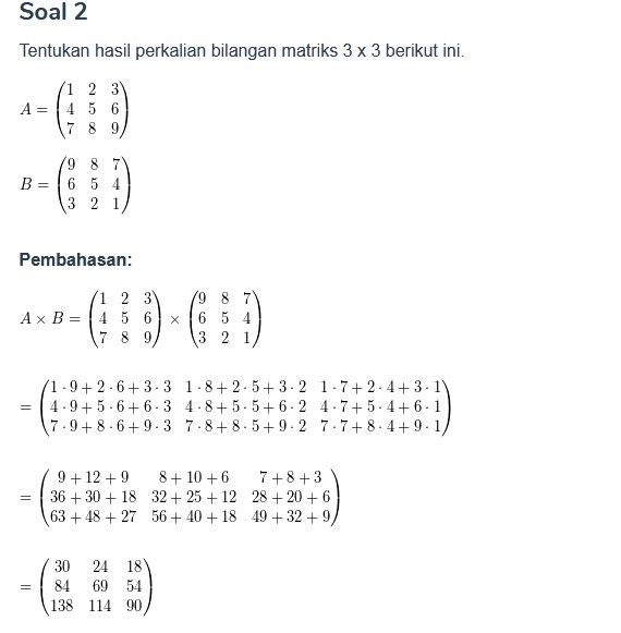 Detail Contoh Soal Matriks Perkalian Nomer 28