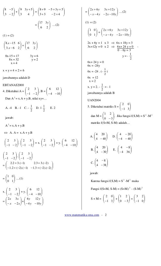 Detail Contoh Soal Matrix Nomer 28