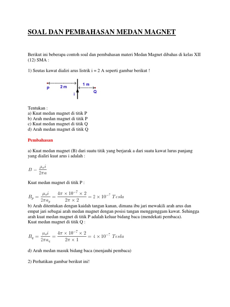 Detail Contoh Soal Medan Magnet Nomer 3