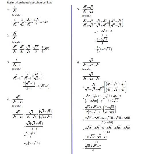 Detail Contoh Soal Merasionalkan Bentuk Akar Nomer 10