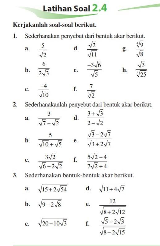 Detail Contoh Soal Merasionalkan Bentuk Akar Nomer 40