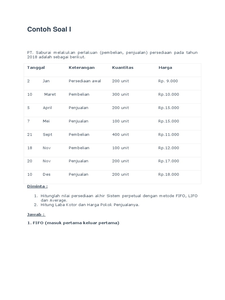 Detail Contoh Soal Metode Fifo Nomer 23