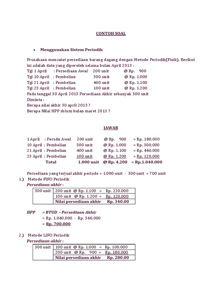 Detail Contoh Soal Metode Fifo Nomer 34