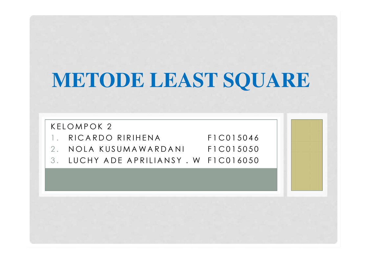 Detail Contoh Soal Metode Least Square Nomer 42