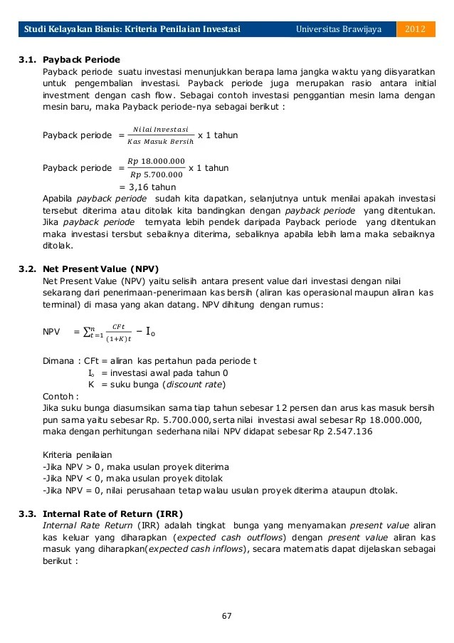 Detail Contoh Soal Metode Penilaian Investasi Nomer 39