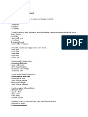 Detail Contoh Soal Microsoft Word Nomer 21