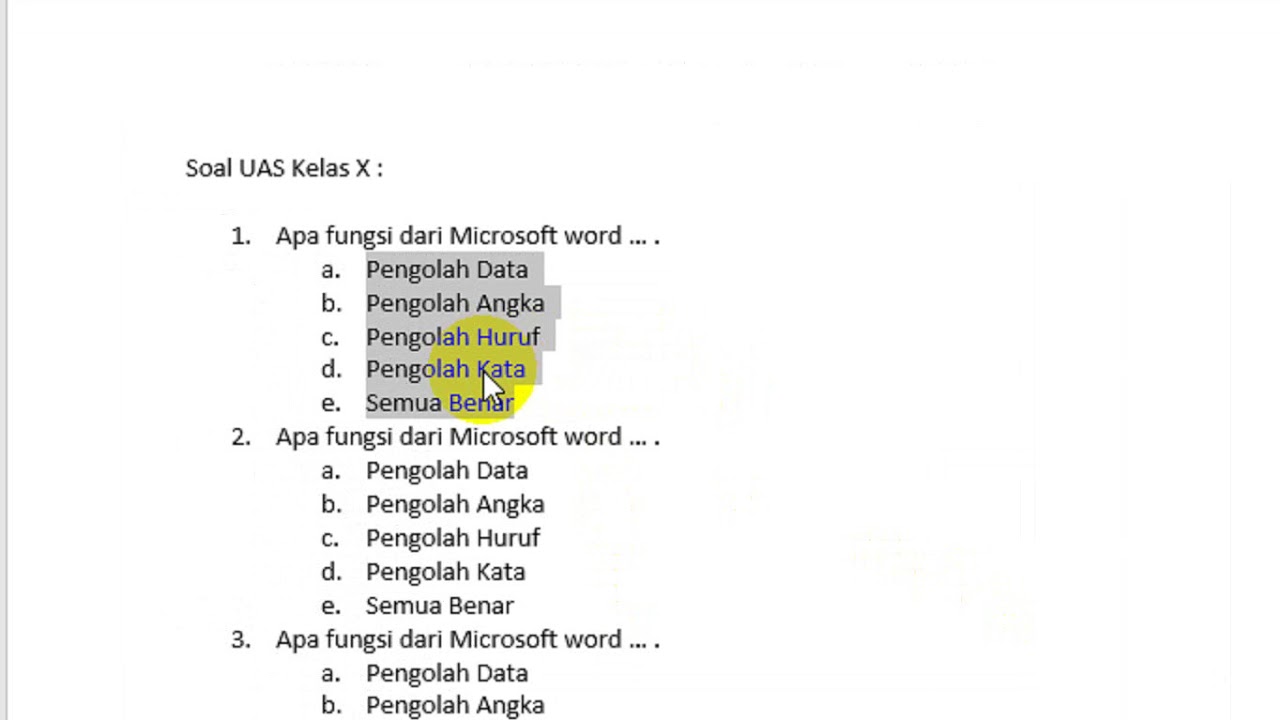 Detail Contoh Soal Microsoft Word Nomer 43