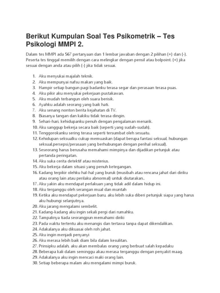 Detail Contoh Soal Mmpi Nomer 14