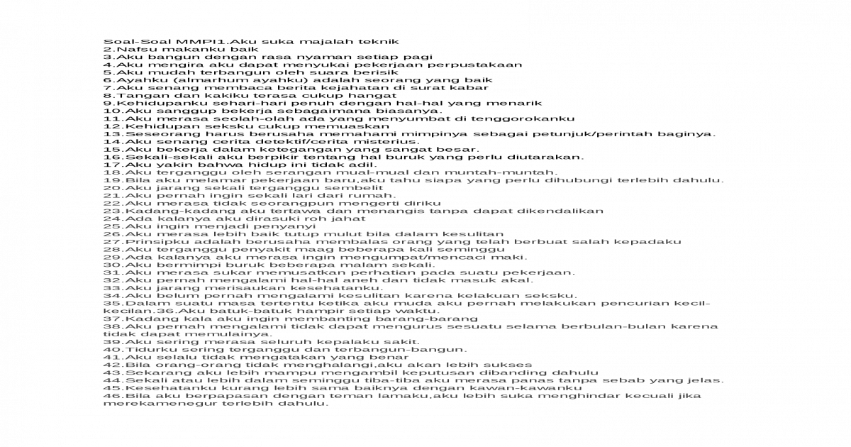 Detail Contoh Soal Mmpi Nomer 16