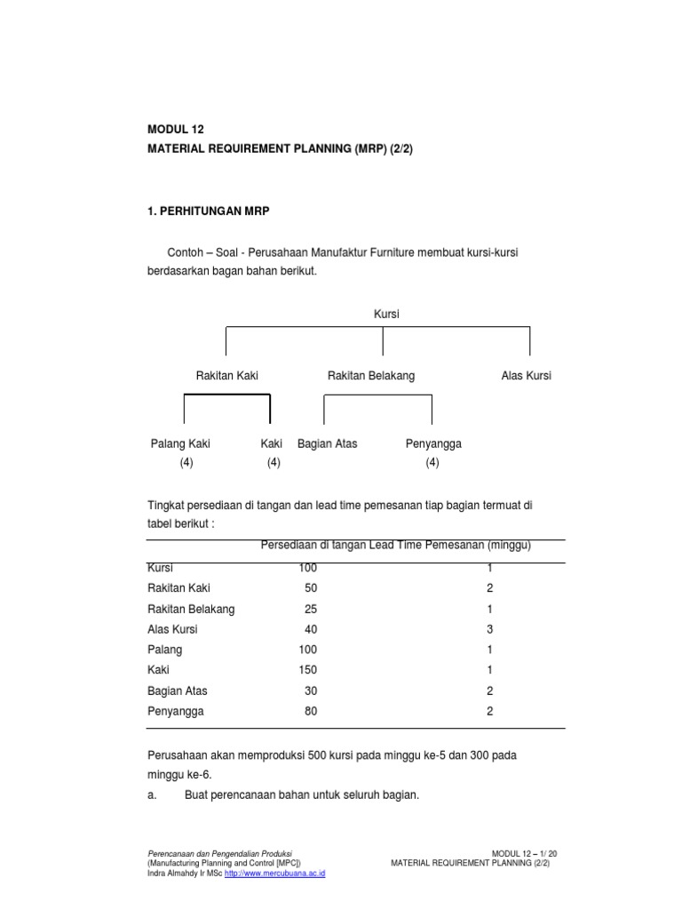 Detail Contoh Soal Mrp Nomer 14