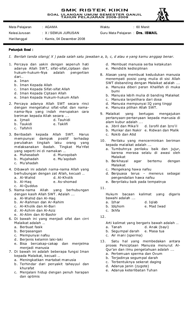 Detail Contoh Soal Multiple Choice Nomer 37