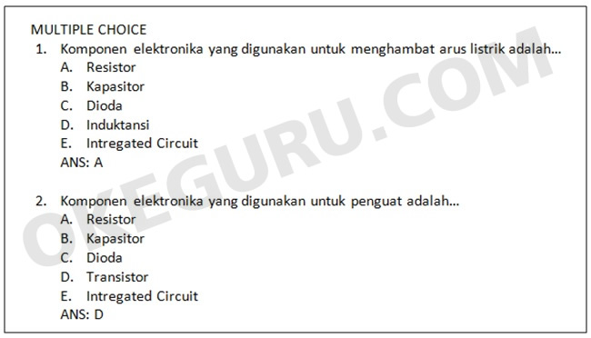 Detail Contoh Soal Multiple Choice Nomer 5