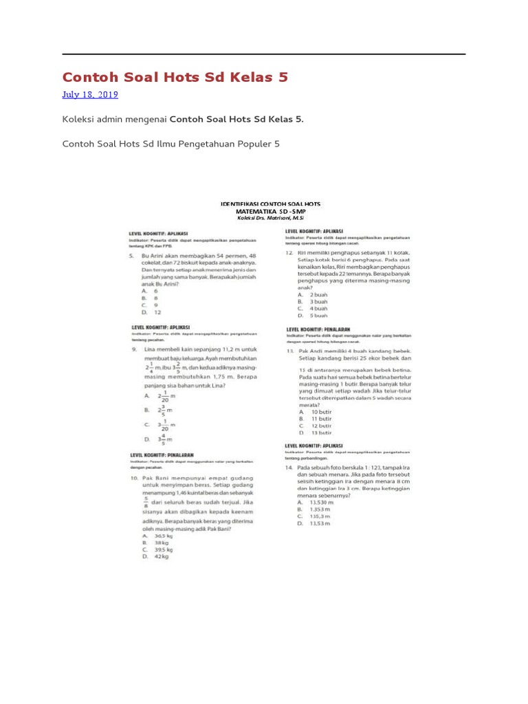 Detail Contoh Soal Multiple Choice Nomer 54