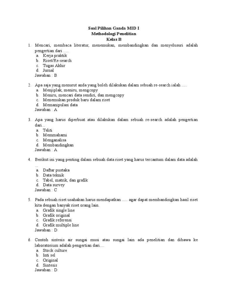 Detail Contoh Soal Multiple Choice Nomer 7