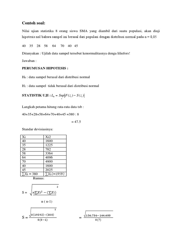 Detail Contoh Soal Normalitas Nomer 20