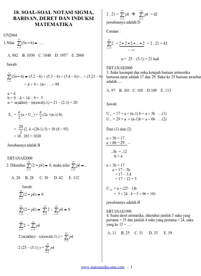 Detail Contoh Soal Notasi Sigma Nomer 29