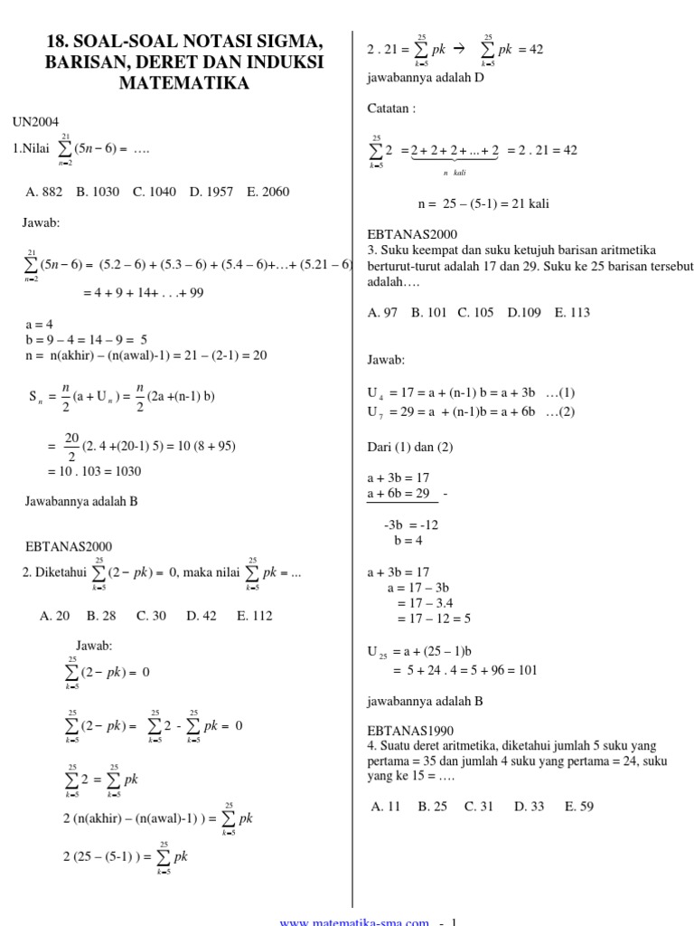 Detail Contoh Soal Notasi Sigma Nomer 4