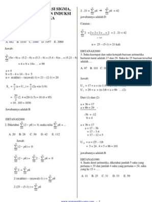 Detail Contoh Soal Notasi Sigma Dan Induksi Matematika Kelas 11 Nomer 35