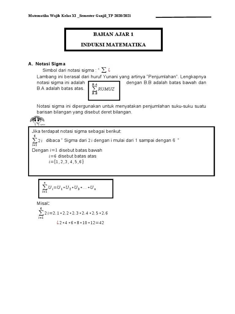 Detail Contoh Soal Notasi Sigma Dan Induksi Matematika Kelas 11 Nomer 49