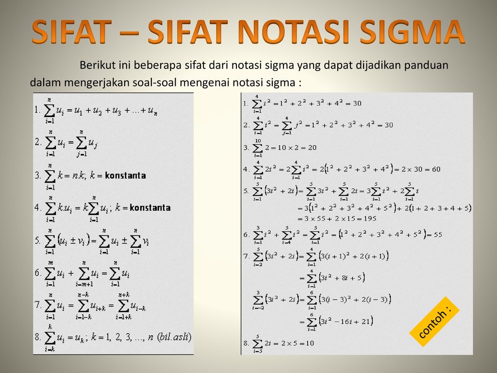 Detail Contoh Soal Notasi Sigma Penjumlahan Nomer 23