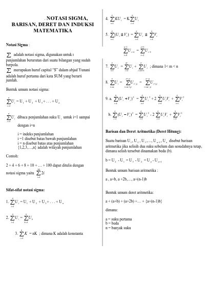 Detail Contoh Soal Notasi Sigma Penjumlahan Nomer 41