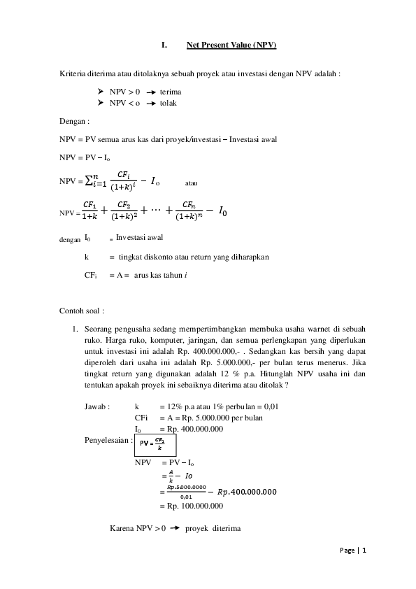 Download Contoh Soal Npv Nomer 5