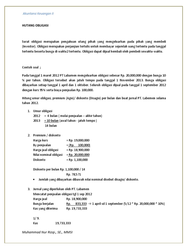 Detail Contoh Soal Obligasi Nomer 16